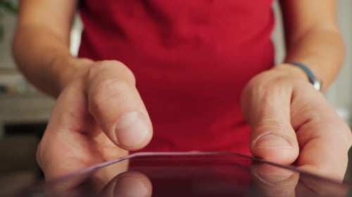 Man Using a Smart Phone with Close Up View