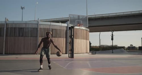 Basketball Player Solo Practice in the City
