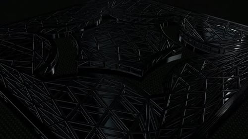 Abstract Dark 3D Geometric Grid Logo Reveal