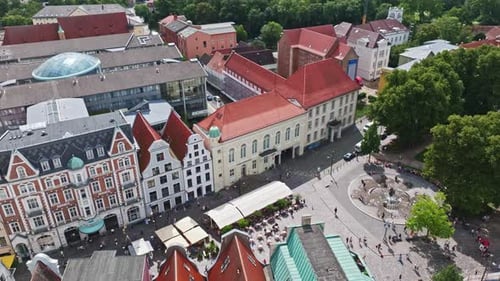Vista aérea da Rua Kröpeliner em Rostock Altstadt, Alemanha