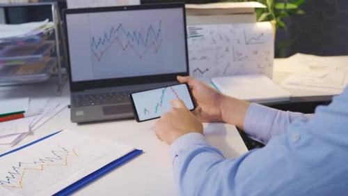 Businessman Analyzing Market Data Information.