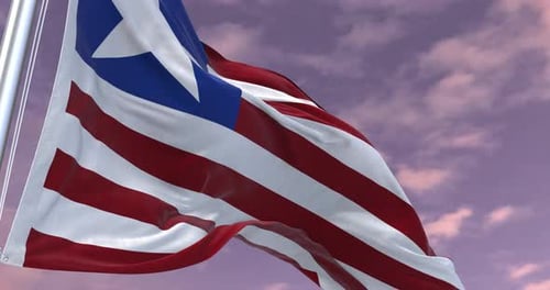 Liberian Flag Waving Animation with Realistic Fabric Motion