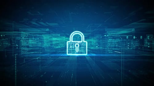 Futuristic Digital Security Padlock Icon Animation