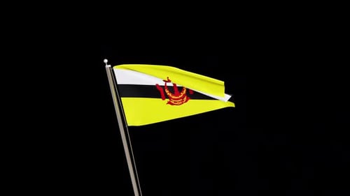 Waving Brunei Flag Animation on Black Background