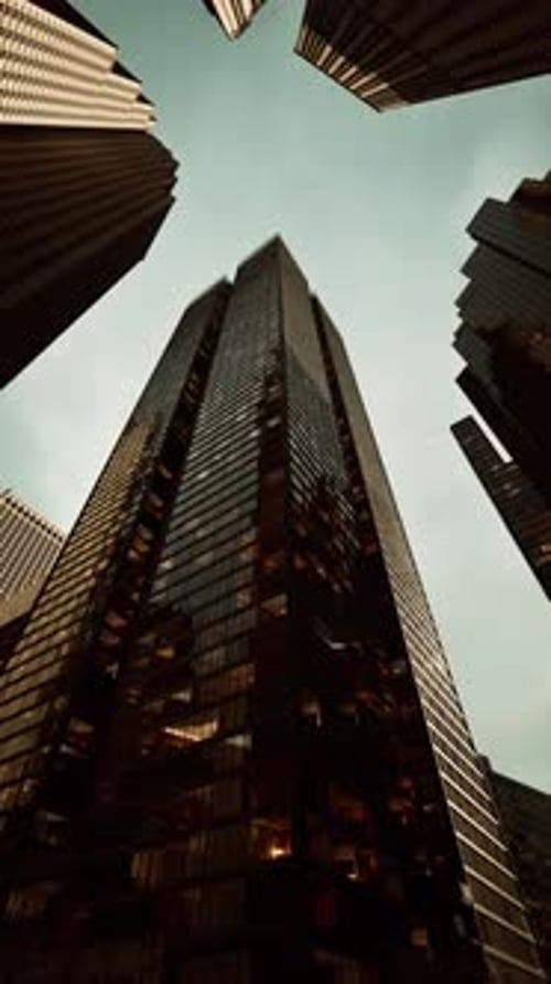 Looking Up at Skyscrapers in New York City