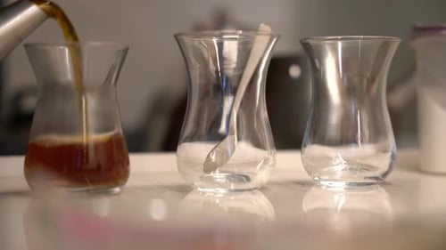 tea served from a teapot turkish 4k