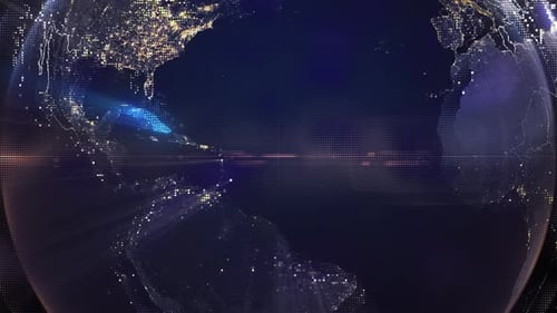 Pixel Art Earth Night Space Rotate and Zoom Shining Country Cuba
