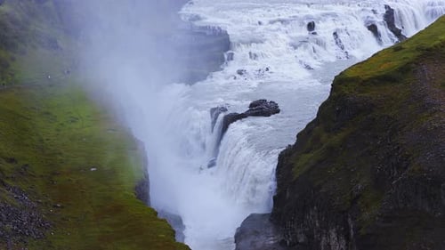 Aerial View of Gullfoss Waterfall on the Hvita River Iceland