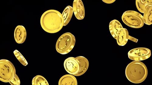 Animated Golden Coins Falling With Various Currency Symbols