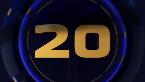 Futuristic Golden New Year Countdown with Fireworks