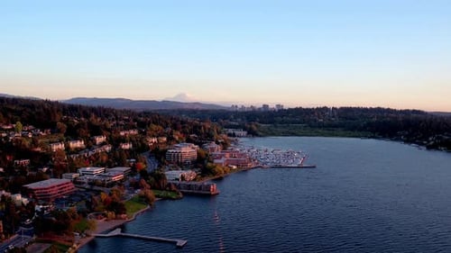 Quartier de Seattle avec le mont Rainier en arrière-plan par Drone aérien