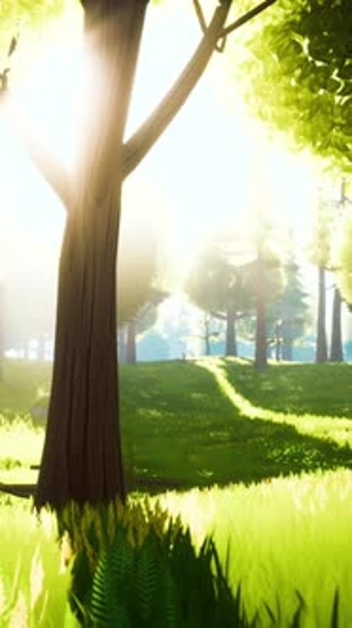 Cartoon Landscape with Hills and Forest