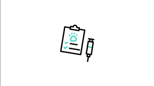 Animated Veterinary Care Icons with Syringe and Clipboard
