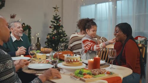 Family and Friends Celebrate Christmas Together