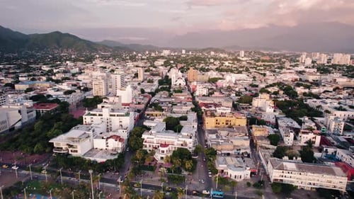 Aerial view city bay sunset - Santa Marta - Colombia