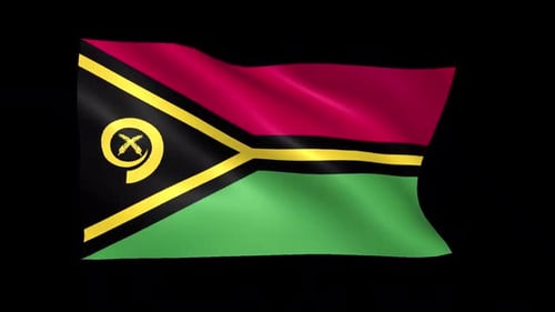 Waving Vanuatu Flag Loop with Alpha Channel