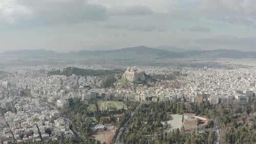 Drone shot of Athens in Greece.