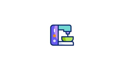 Animated Flat Design Kitchen Mixer Icon