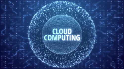 Cloud Computing Concept over Matrix sphere on circuitry background.