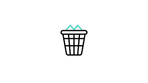 Animated Trash Bin Icon with Green Success Checkmark