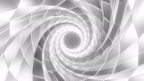 Looped 3d Animation VFX Black and White Tunnel with Polygonal Frames Abstract Cyclic Background