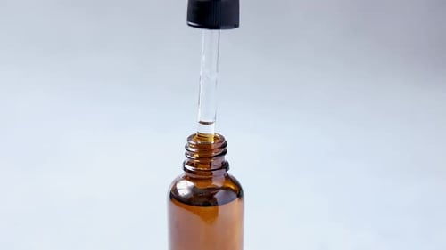 Medicine Bottle with Glass Dropper Close Up