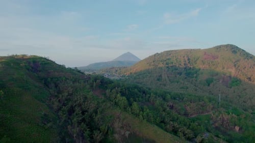 Cinematic Drone Ascend Revealing Mount Inerie Volcano & Villages