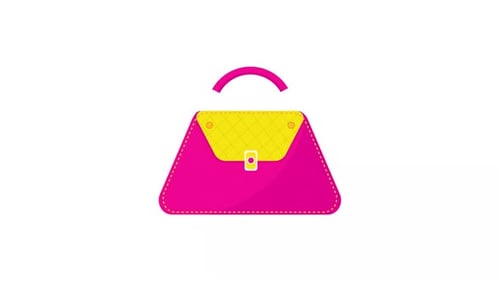 Animated Flat Design Pink Handbag Reveal
