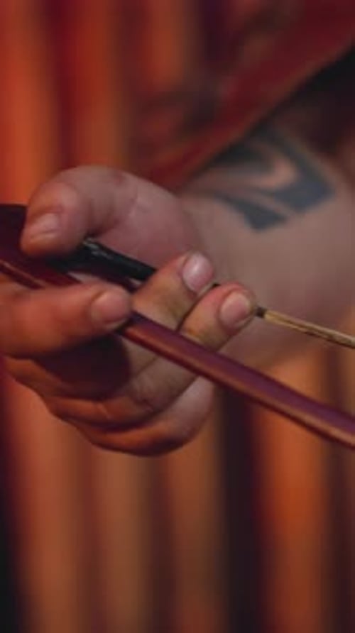 Musician Tuning Stringed Instrument