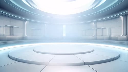 podium Futuristic showcase with platform for product displaying. Empty modern stage display