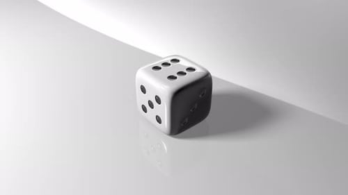 3D Dice Rolling e cai com o número 6 seis