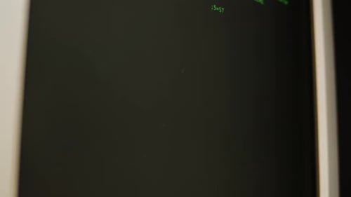 Retro Pc with Loading Code Console Programmer Making Scripts Green Basic Screen Old Computer Studio