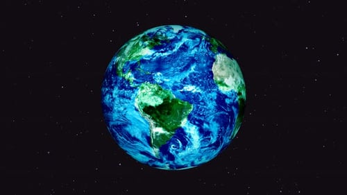 Animated Earth Globe Rotating in Space