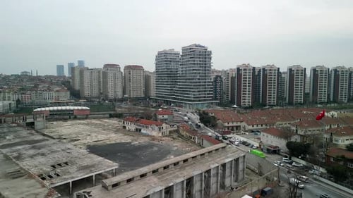 Istanbul/Turkey circa 2023: The Istanbul Residence building fly forward shot