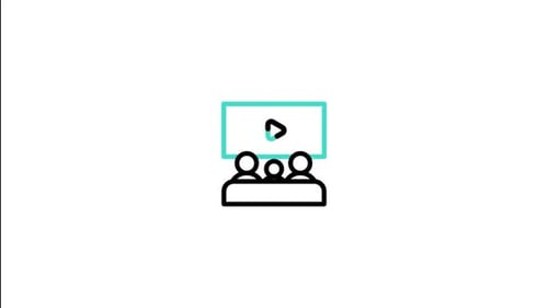 Minimalist Animated Icon of Audience Watching Video Content