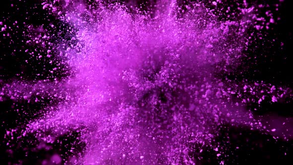 Purple Powder Explosion Against Black Background, Technology Stock ...