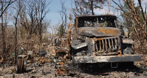 Burnt Cars and Vehicles As a Result of a Bombing