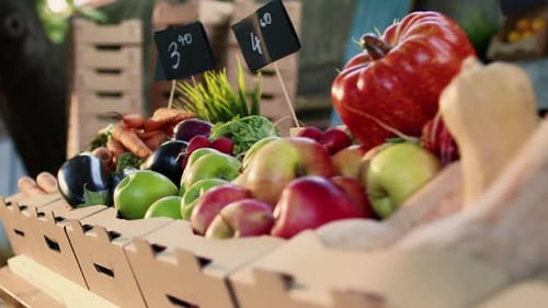 Natural Locally Grown Products at Farmers Market Display Stand
