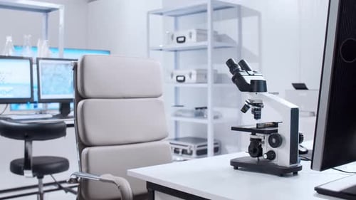 Modern Microscope in Clean, Bright Laboratory Setting