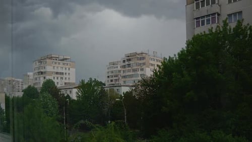Time Lapse Of Bad Rainy Weather Over City In Romania
