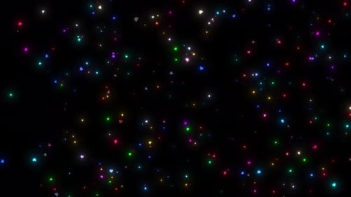 Magical Glowing Multi Color Heart Floating On Dark Space. Glitter Heart Animation Over Alpha Channel