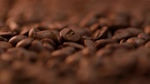Roasted Coffee Beans Panning Close Up