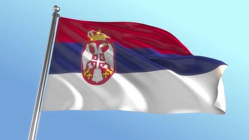 Serbia Flag Waving in Realistic Seamless Loop