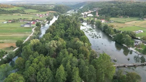 Beautiful Green River Surrounded By Forest