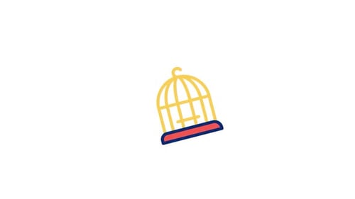 Flat Design Bird Flying Out of Cage Animation