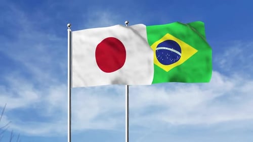 Waving Japan and Brazil Flags for International Presentations