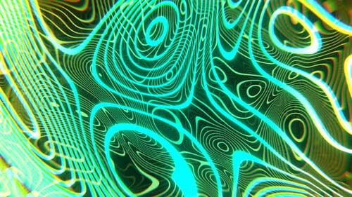 Abstrakter Neonwellenhintergrund in Gelb und Türkis VJ Loop l 4 K