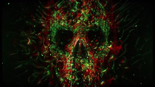 Abstract Digital Skull Animation with Glitch Visual Effects