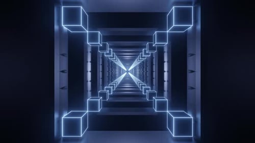 Cube Neon Tunnel 4k
