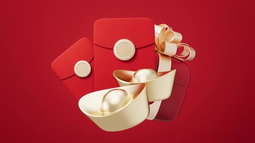Geschenkbox und alter chinesischer Goldbarren